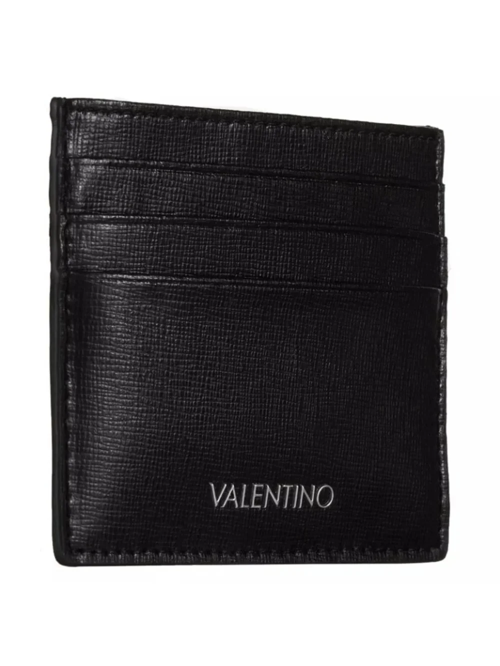 Valentino Men's Black Marnier Leather Card Holder - NIB